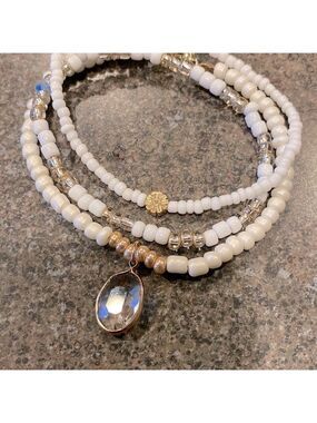 NEW 3 Handcrafted Beaded Stretchy Bracelets w/ accents.